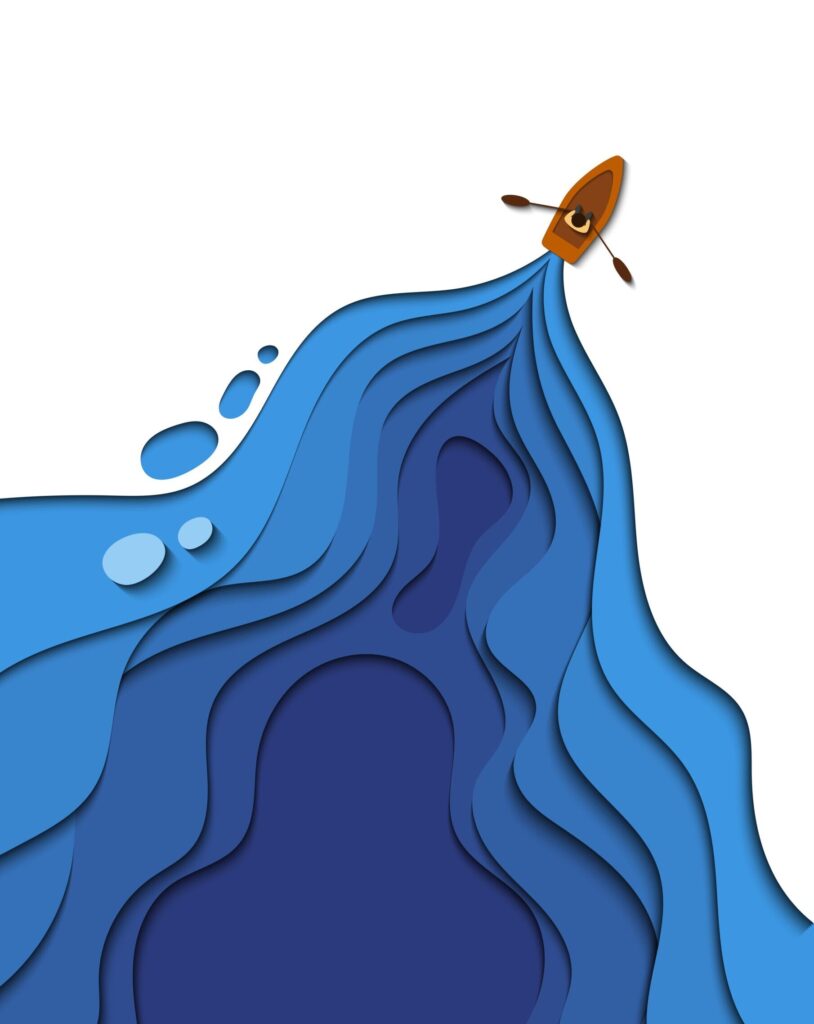 Barca illustrata con scia d’acqua del progetto L’Acqua fa Scuola